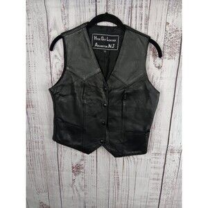 Hyde Out Womens Vest Women's Small  Leather Motorcycle Pins